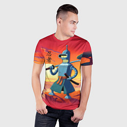 Футболка спортивная мужская Бендер ниндзя в Японском пейзаже, цвет: 3D-принт — фото 2