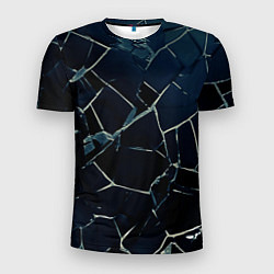 Мужская спорт-футболка Тёмный чёрно-синий битые плиты