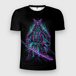 Футболка спортивная мужская Неоновый электросамурай, цвет: 3D-принт