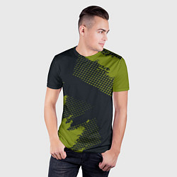 Футболка спортивная мужская Абстрактная текстура в зеленом, цвет: 3D-принт — фото 2