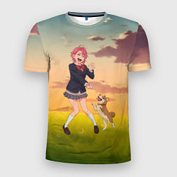 Футболка спортивная мужская Сиратори Айра играет с песиком - Дандадан, цвет: 3D-принт