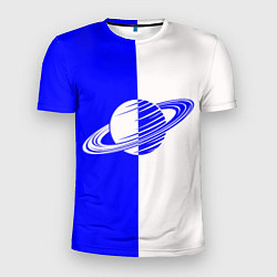 Футболка спортивная мужская Сатурн сине-белый, цвет: 3D-принт