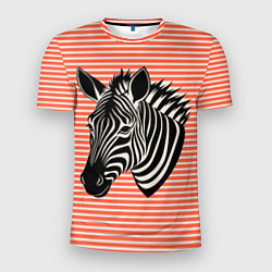 Футболка спортивная мужская Зебра на оранжевых полосах, цвет: 3D-принт