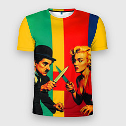 Футболка спортивная мужская Чарли Чаплин против Мэрилин Монро поп-арт, цвет: 3D-принт