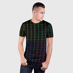 Футболка спортивная мужская Color black multicolored stripes, цвет: 3D-принт — фото 2