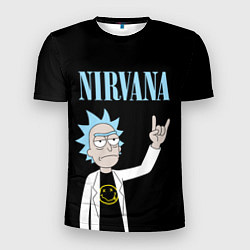 Футболка спортивная мужская Нирвана и Рик Санчес из Рик и Морти, цвет: 3D-принт