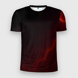 Мужская спорт-футболка Красная молния на черном