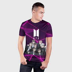 Футболка спортивная мужская BTS фиолетовые плиты, цвет: 3D-принт — фото 2