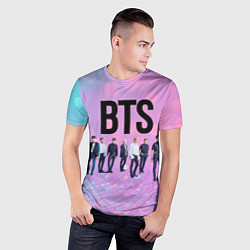 Футболка спортивная мужская BTS розовый боке, цвет: 3D-принт — фото 2