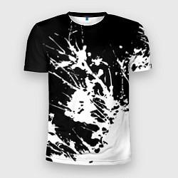 Футболка спортивная мужская Взрывная белая краска на чёрном, цвет: 3D-принт