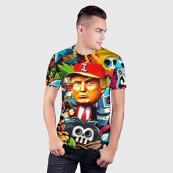 Футболка спортивная мужская Дональд Трамп в компании мультяшных персонажей, цвет: 3D-принт — фото 2