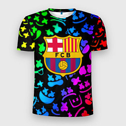 Футболка спортивная мужская Барселона x Маршмэллоу неоновый градиент, цвет: 3D-принт