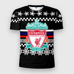 Футболка спортивная мужская Ливерпуль текстура триколор зима, цвет: 3D-принт