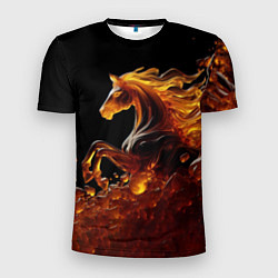 Футболка спортивная мужская Оранжево желтая лошадь созданная из янтаря, цвет: 3D-принт