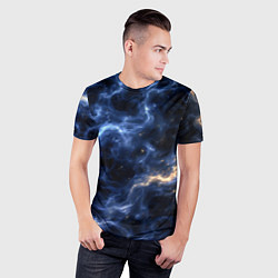 Футболка спортивная мужская Космическая дымка со свечением чёрно-синий, цвет: 3D-принт — фото 2