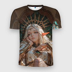 Футболка спортивная мужская Беловолосая королева эльфов на троне, цвет: 3D-принт