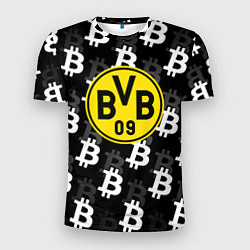 Футболка спортивная мужская Borussia биткоин паттерн, цвет: 3D-принт