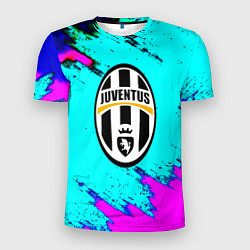 Футболка спортивная мужская Juventus неоновые краски, цвет: 3D-принт