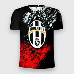 Футболка спортивная мужская Juventus краски штрихи текстура, цвет: 3D-принт