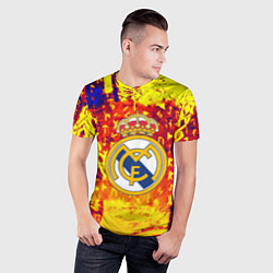 Футболка спортивная мужская Реал Мадрид символы краска, цвет: 3D-принт — фото 2