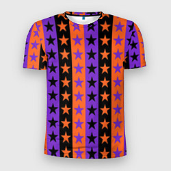 Мужская спорт-футболка Звёзды Хэллоуина паттерн полосатый