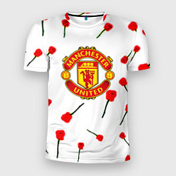 Футболка спортивная мужская Манчестер Юнайтед розы паттерн, цвет: 3D-принт