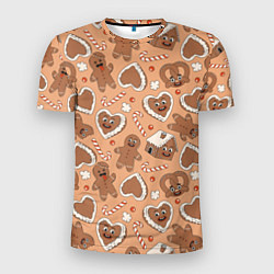 Мужская спорт-футболка Паттерн с новогодним печеньем