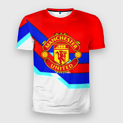 Футболка спортивная мужская Манчестер Юнайтед полосы геометрия, цвет: 3D-принт