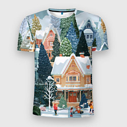 Футболка спортивная мужская Новогодний елочный двор, цвет: 3D-принт