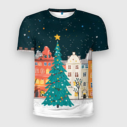 Футболка спортивная мужская Новогодняя ночь в городе, цвет: 3D-принт