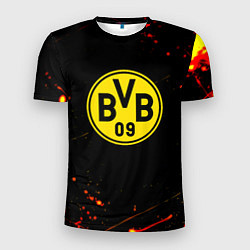 Футболка спортивная мужская Боруссиа огненные краски текстура, цвет: 3D-принт