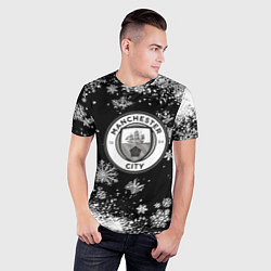 Футболка спортивная мужская Манчестер сити снежинки новый год, цвет: 3D-принт — фото 2