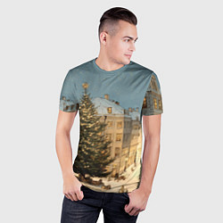Футболка спортивная мужская Елка во дворе города, цвет: 3D-принт — фото 2