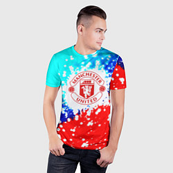 Футболка спортивная мужская Манчестер Юнайтед неон, цвет: 3D-принт — фото 2