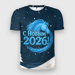 Футболка спортивная мужская С Новым 2026 снежная надпись, цвет: 3D-принт
