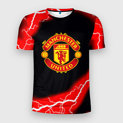 Футболка спортивная мужская Манчестер Юнайтед шторм молнии, цвет: 3D-принт