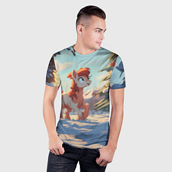 Футболка спортивная мужская Лошадка любуется елкой, цвет: 3D-принт — фото 2