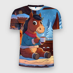 Футболка спортивная мужская Лошадка у камина, цвет: 3D-принт