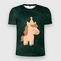 Футболка спортивная мужская Милая лошадка с колпаком, цвет: 3D-принт