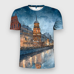 Футболка спортивная мужская Санкт-Петербург зимний город, цвет: 3D-принт