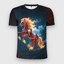 Мужская спорт-футболка Огненная лошадь киборг