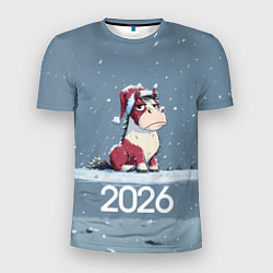 Футболка спортивная мужская 2026 Новогодняя карикатурная лошадка, цвет: 3D-принт