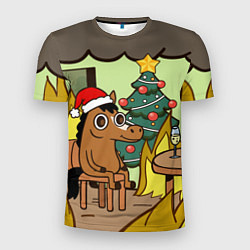 Футболка спортивная мужская Конь среди огня - this is fine, цвет: 3D-принт