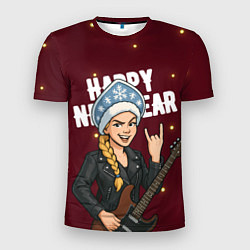 Футболка спортивная мужская Снегурочка рокерша, цвет: 3D-принт