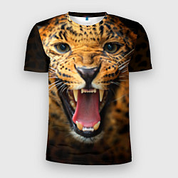 Футболка спортивная мужская Рык леопарда, цвет: 3D-принт