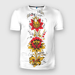 Мужская спорт-футболка Хохлома: цветы