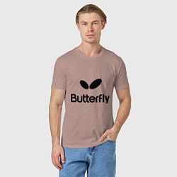 Футболка хлопковая мужская Butterfly Logo, цвет: пыльно-розовый — фото 2