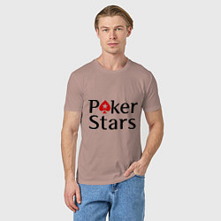 Футболка хлопковая мужская Poker Stars, цвет: пыльно-розовый — фото 2