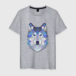 Футболка хлопковая мужская Полигональный волк, цвет: меланж
