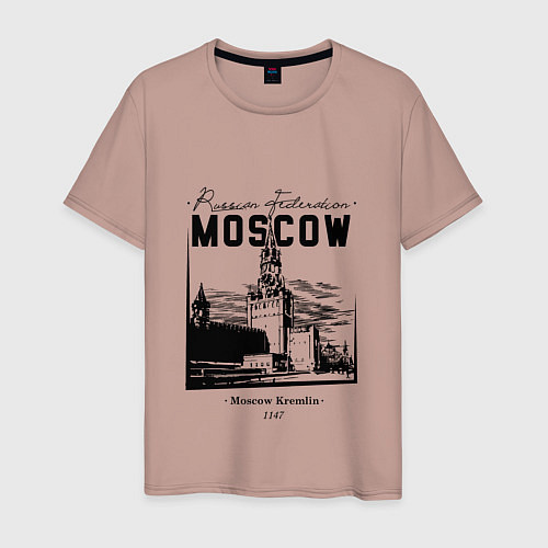Мужская футболка Moscow Kremlin 1147 / Пыльно-розовый – фото 1